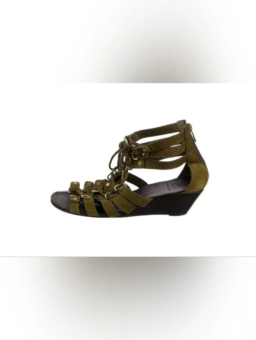 Tory Burch Olive Green Lace-Up Gladiator Sandals